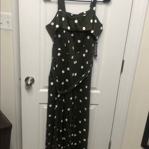 White Polka Dot Green romper